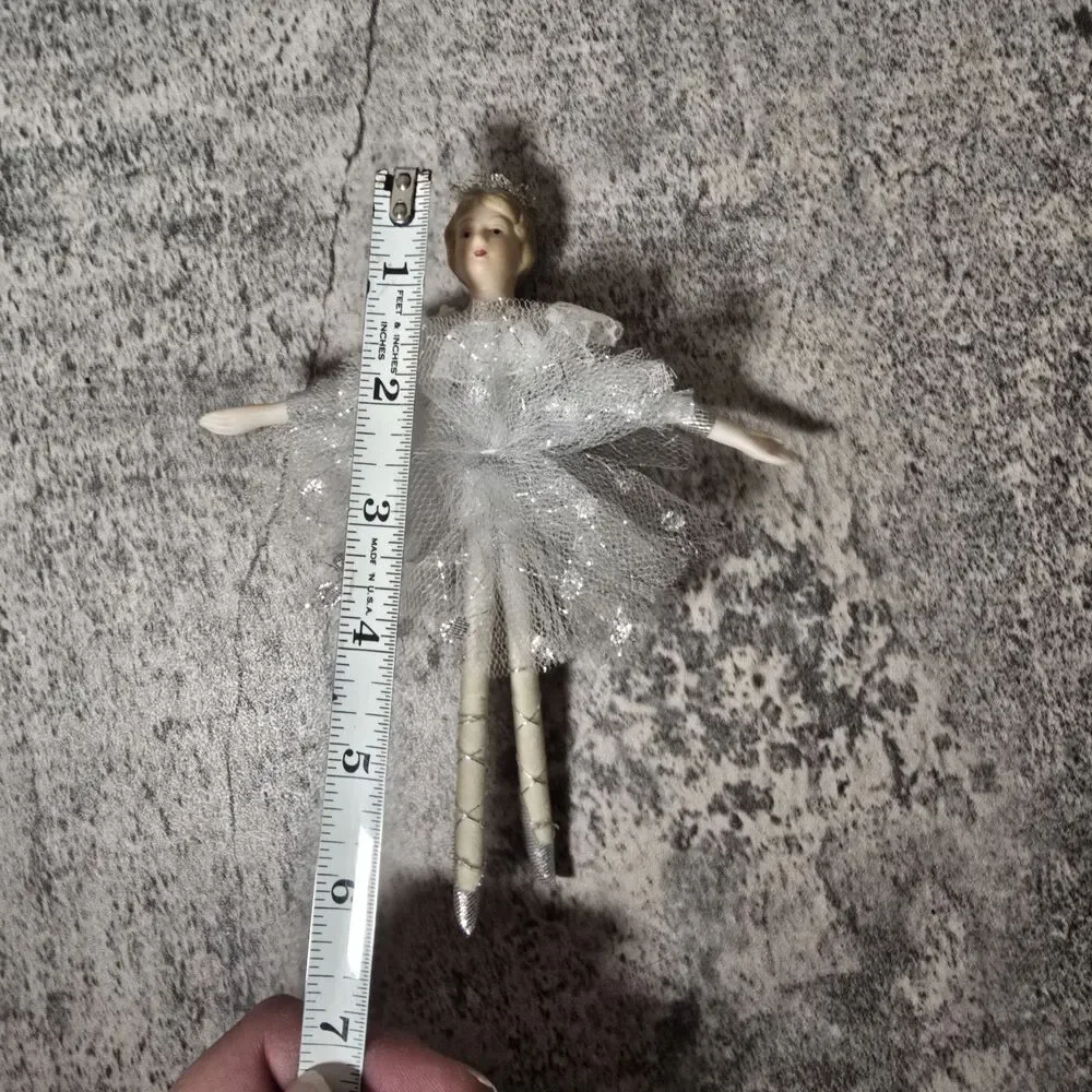 Vtg Roman Porcelain Head Angel Ballerina  Christmas Ornament 6.5” Religious